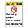 Weatherproof Plastic Vertical ANSI Caution Oxidizing Gas(ES) Stored Within No