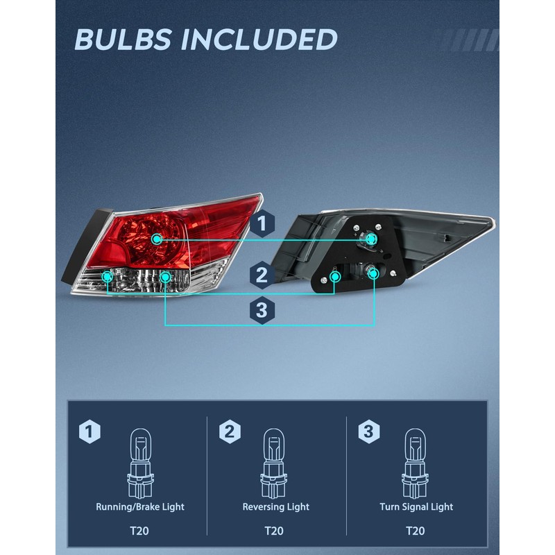 Nilight Taillight Assembly Compatible with 2008 2009 2010 2011 2012