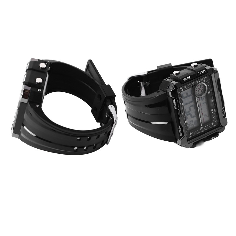Men Rectangle Digital Sports Watch Night Light Rectangle Display Waterproof