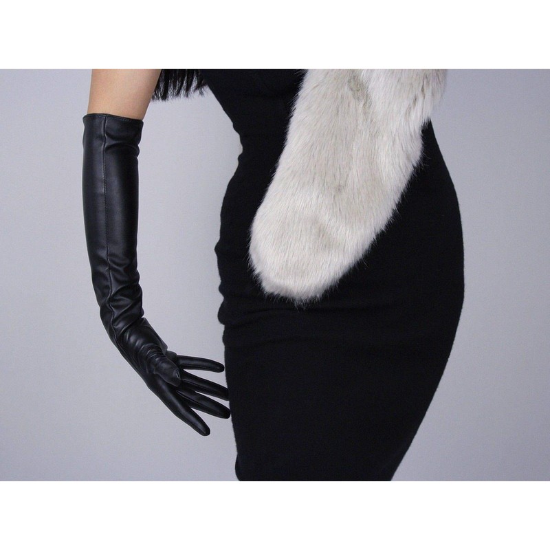 DooWay Long Gloves Women Touchscreen Faux Lambskin Leather Over Elbow