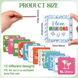 12/24 Pcs Mahjong Coasters 3.94" x 3.94" Colorful Drink Mah Jong Gifts Funny Cute Accessories for Mahj Cup Drink Table Game Night Party Ornament Decoration