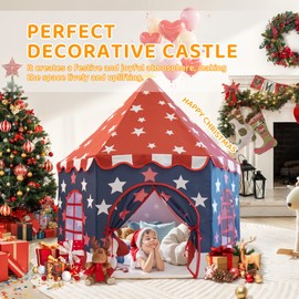 TTLOJ American Kids Play Tent for Girls & Boys, Prince Princess Castle Playhouse, Indoor & Outdoor Playhouse Tent, Toddler Teepee, Christmas or Birthday Gift-red