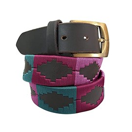 Carlos Diaz Mens Womens Premium Unisex Brown Leather Embroidered Designer Polo Belt (100 cm/ 38-40 Inches)