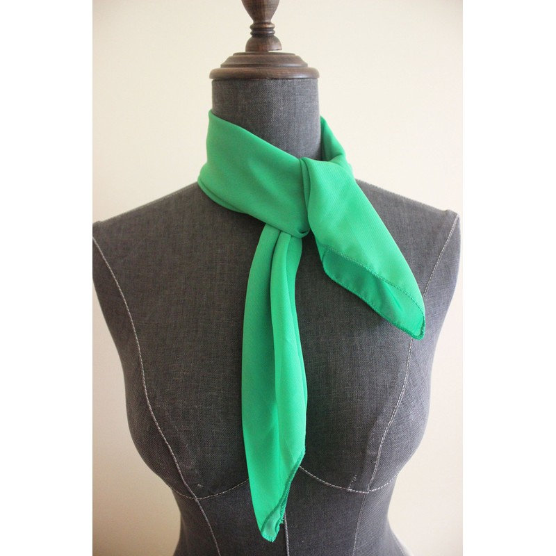 Solid Color Chiffon Square Head Scarf Blend Neckerchief (Green)