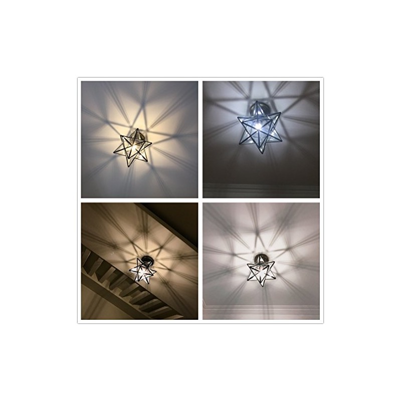 Clear Glass Star Flush Mount Moravian 8'' Star Ceiling Light