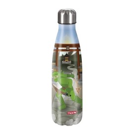 Step by Step Ninja Kimo Insulated Stainless Steel Drinking Bottle, Brown - Green, for Carbonated Drinks, Leak-Proof with Screw Cap, 100% Recyclable, for School and Leisure, 0.5 Litre