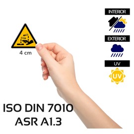 Becral - Corrosive substance sticker/triangle sign W023, ASR A1.3, DIN EN ISO 7010 polyester yellow black (40 mm – 15 pieces)