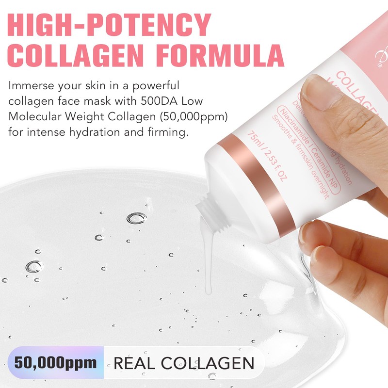 IKZEE Collagen Night Wrapping Mask, Collagen Overnight Peel Off Facial