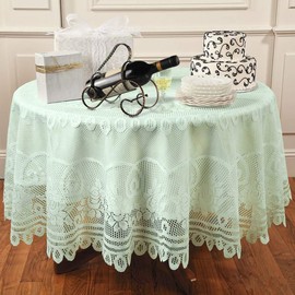 Yizunnu Round Vintage Floral Lace Tablecloth Wedding Party Home Decoration Table Topper Green 70inch