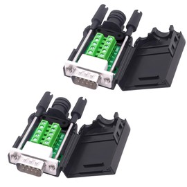 YARCHONN DB9 Male Solderless Connector Breakout Board RS232 D-SUB 9 Pin Serial Adapter Terminal Block with Case-2 Packs (Male)