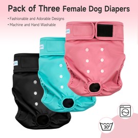 Paw Legend Washable Reusable Female Dog Period Diapers for Heat Doggie Puppy Diapers for Female Dogs (3 Pack,Large)
