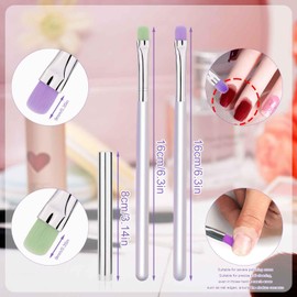 2pcs Nail Clean up Brushes, Painting Gel Manicure Brushes for Fingernails with Flat & Angled Acrylic Head Pen Painting Remover Tools for Nail Design Art & Polish Mistake Cleaning