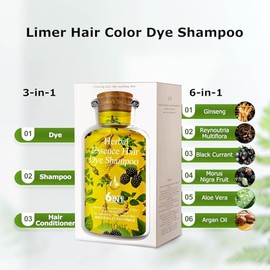 Limer Champú Tinte Capilar Multicolor Con Burbujas, Cobertura Semipermanente De Canas Con Ingredientes Herbales 6 En 1, Retoque De Raíces, Fórmula Sin