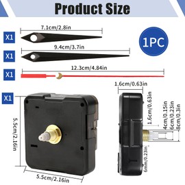 Quartz Movement for Wall Clock, Super Quiet for DIY Projects, 16 mm Shaft Length, Precise Time Keeping with Includes Hand Replacement for Wall Clocks, Ideal for Repairs and Creative Clock Projects