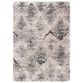 SAFAVIEH Iceland Shag Collection Accent Rug - 4' x 6', Cream & Grey, Modern Design, Non-Shedding & Easy Care, 2.5-inch Thick Ideal for High Traffic Areas in Entryway, Living Room, Bedroom (ISG514A)