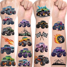 Children's Tattoo Boys, Monster Truck Tattoo Children, 10 Sheets Monster Truck Children's Tattoos, Temporary Tattoos Stickers, Party Bags, Children's Birthday Party Favours, Party Decoration, Birthday