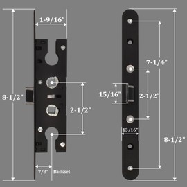 Eockatoo 2 Point Bolt Mortise Lock Body Replacement Parts Fit Pella Storm Door Handleset, Black