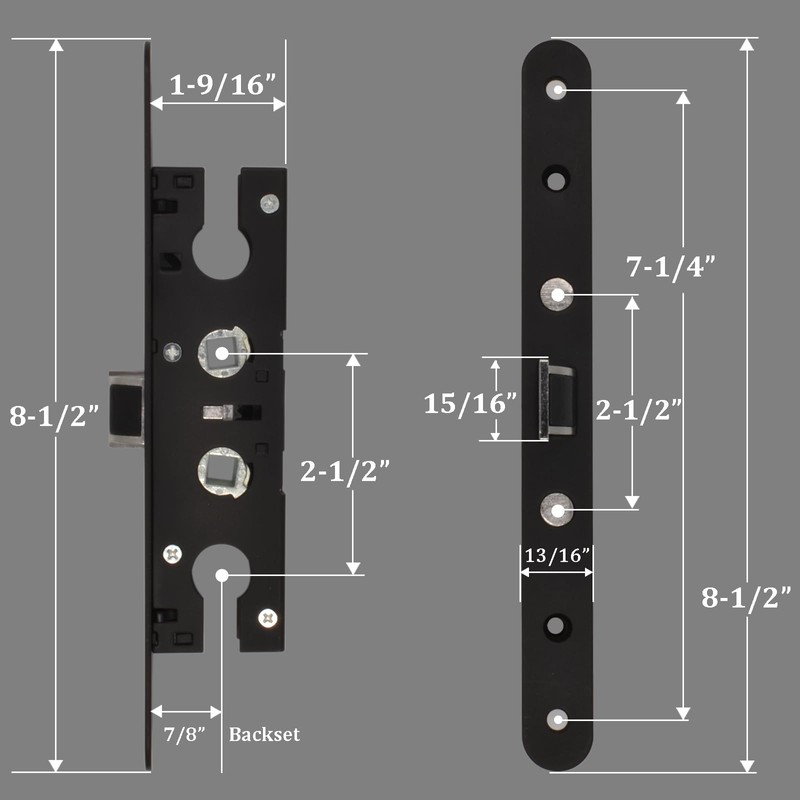 Eockatoo 2 Point Bolt Mortise Lock Body Replacement Parts Fit