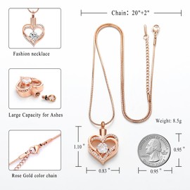 Cremation Jewelry Heart Urn Necklace for Ashes for Women Gilrs Memorial Keepsake Birthstone Pendant
