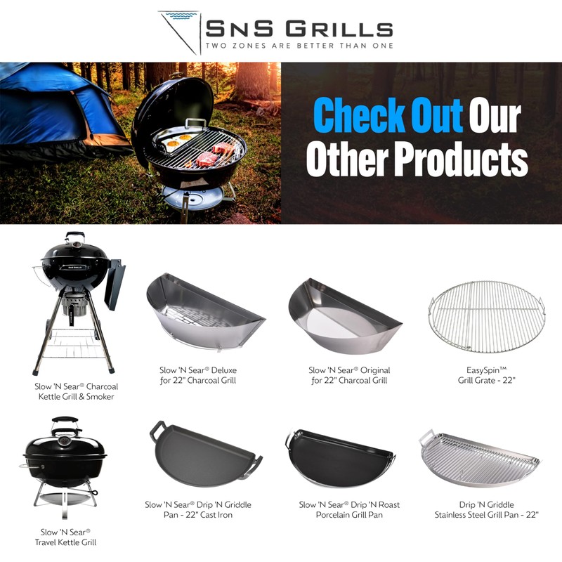SnS Grills Patented Slow ‘N Sear Original Insert - Stainless
