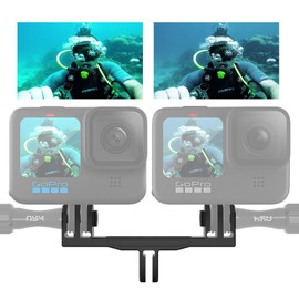 HSU Aluminum Dual Mount for GoPro, Dual Mount Adapter for Hero 12/11/10/9/8/7/6/5/4/3 and Other Action Cameras