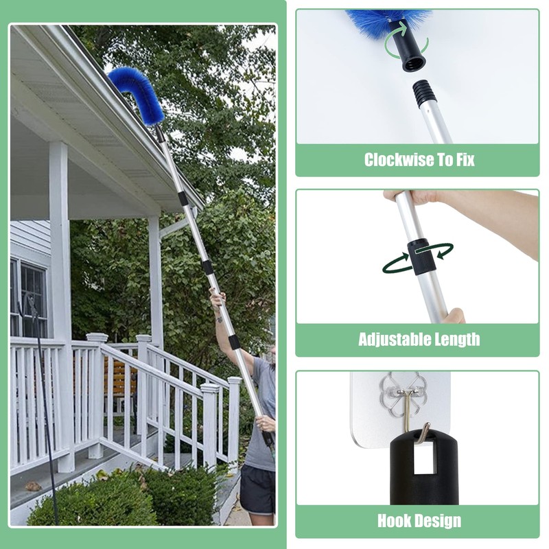 Memrita Gutter Cleaning Brush,Roofing Guard Cleaner Tool from The Ground