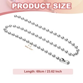 PATIKIL Silver-tone Beaded Chain Necklace, Titanium Steel 8mm Bead Ball Chain Necklace Y2K Punk Necklace for Women and Men Jewelry Gift, 23.62 Inch Length