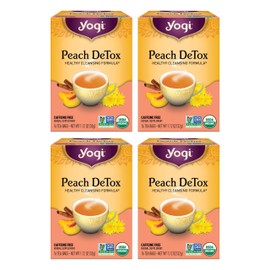 Yogi Yogi Tea Peach DeTox Tea - 16 Tea Bags per Pack (4 Packs) - Organic DeTox Tea to Feel Refreshed - Includes Cinnamon Bark, Ginger Root, Cardamom Pod, Burdock Root, Dandelion Root & More