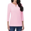 YUCOLEN Women's 3/4 Length Sleeve Tops V Neck Solid Color