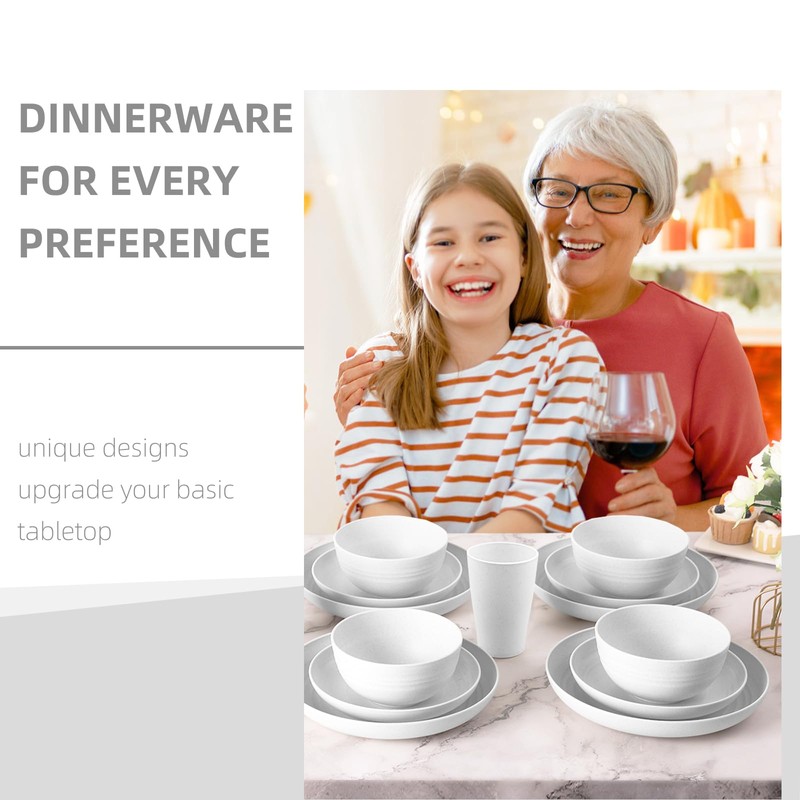 White Plate Set Dishes Set for 8 includes Dinner Plates,Pasta