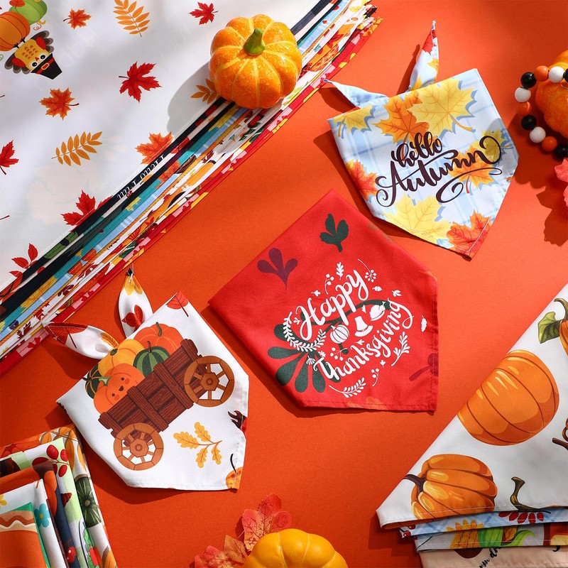 Sanwuta 120 Pcs Fall Dog Bandanas Bulk Thanksgiving Dog Bandanas