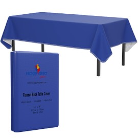 Manteles de vinilo con reverso de franela de lujo, color liso y calidad superior, impermeables, Azul oscuro, 54 Inch. X 70 Inch.