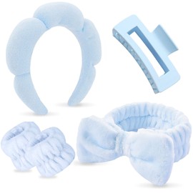 Chanaco Spa Headband and Wrist Bands for Women, Skincare Hair Bands Wrist Towels, 5Pcs Face Wash Hair Wraps Non Slip, Thick Facial Accessories for Face Washing, Bath Shower