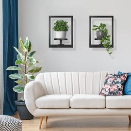 Wacloud Heavy-Duty Wall Planters for Indoor Plants, Modern Metal Hanging Plant Holders, Picture Frame Wall Plant Shelves for Living Room, Balcony, Patio, Window Garden Décor, 2-Pack