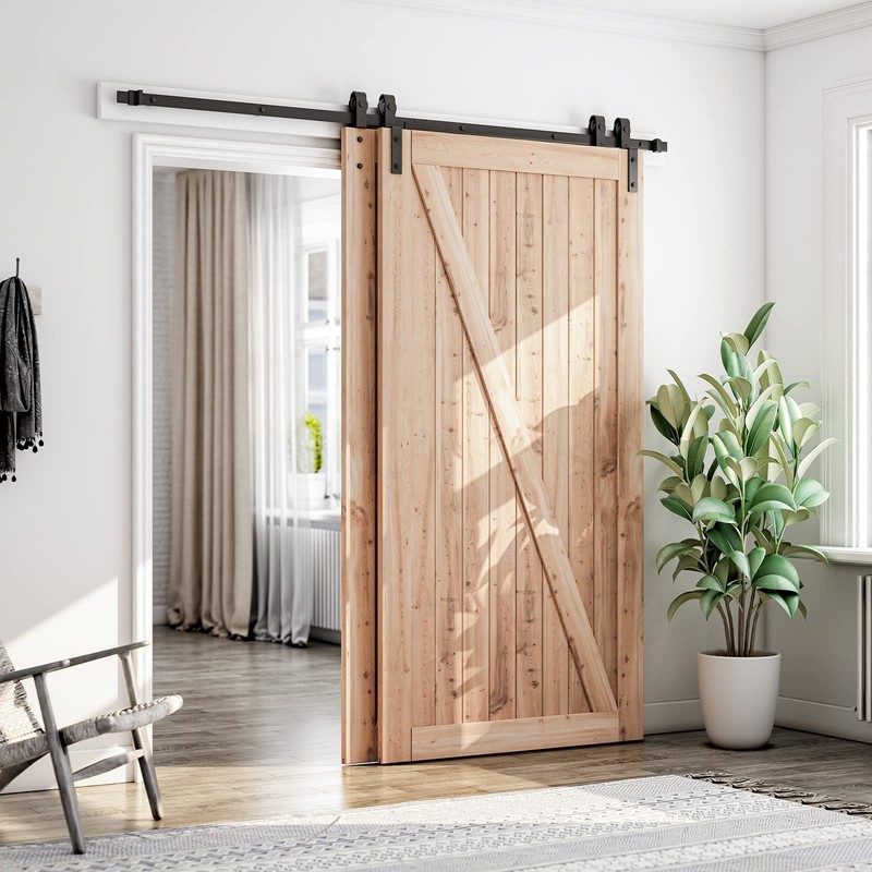 SMARTSTANDARD 7.5 Feet Bypass Sliding Barn Door Hardware Kit -