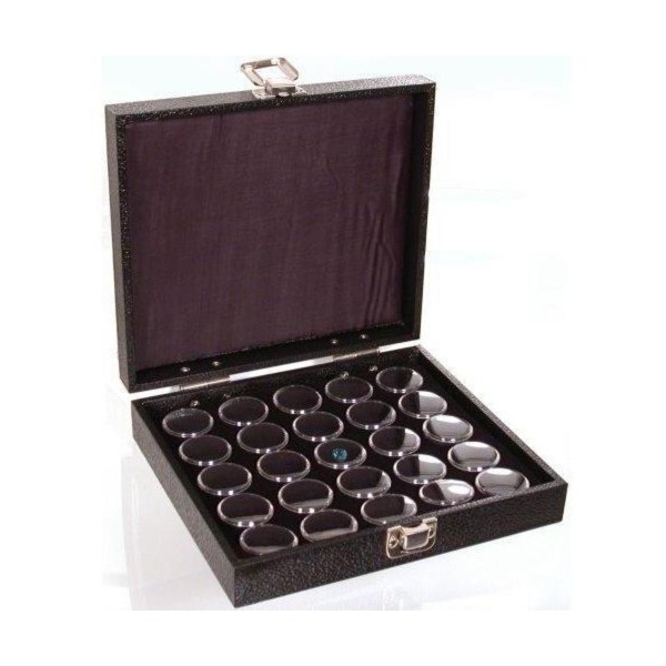 FindingKing 25 Black Gem Jars Box Coin Jewelry Display Travel Tray