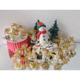 Linpeng Angel Ornaments for Christmas Tree, Hanging Ornaments, Car Hanging Ornament Interior Décor, Clear, Pack of 12 (16000-C)