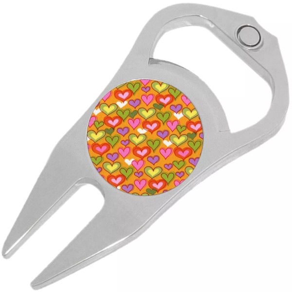 NewCharms Hearts on Orange Golf Ball Marker Divot Repair Tool