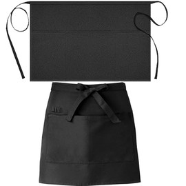Luxiremi Waist Apron, Short Black Apron Anti-dirt Waist Apron with Pockets for Home Kitchen Restaurant Work for Home Kitchen Restaurant Work, Waitress, Chef, Waiter, Cooking, Baking