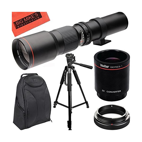 High-Power 500mm/1000mm f/8 Manual Telephoto Lens + Tripod + SLR