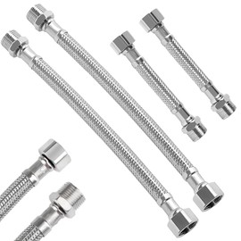 Panzerschlauch 3/8 Zoll, Flexschlauch, 4 Stück Edelstahl Panzerschlauch, Flexibler Wasserschlauch Wasseranschluss VerläNgerung für Wasserhahn Eckventil In Wc, Bad und KüChe(20cm/10cm)