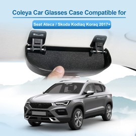 Coleya Car Glasses Case Compatible with Seat Ateca Skoda Kodiaq Koraq 2017-2024, Sunglasses Holder, Glasses Storage Box, Seat Ateca Accessories Glasses Case (Black)