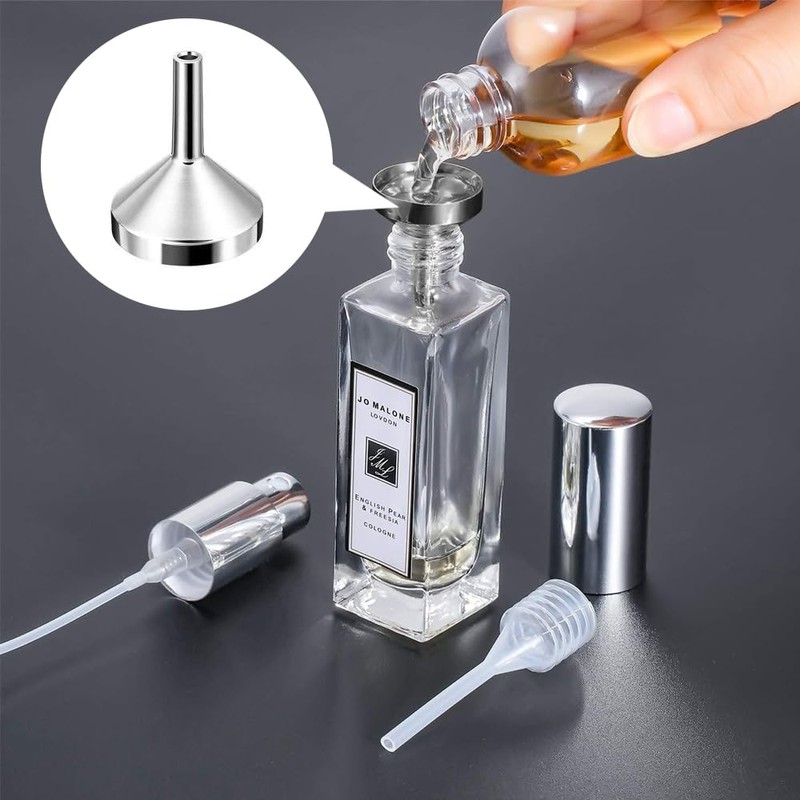 3-Piece Mini Funnel Set ，Silver Aluminum Tiny Funnels for Small