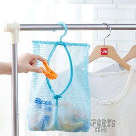 Vellivar Clothes Peg Bag, Mesh Peg Bag for Washing Line with Hanger Multi Purpose Peg Bags Organizer Peg Organisation Storage Hanging Bag Blue 26 x 30cm