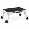 Adjustable 1-Step Stool for Reaching Shelves - Foldable Non-Slip Platform,