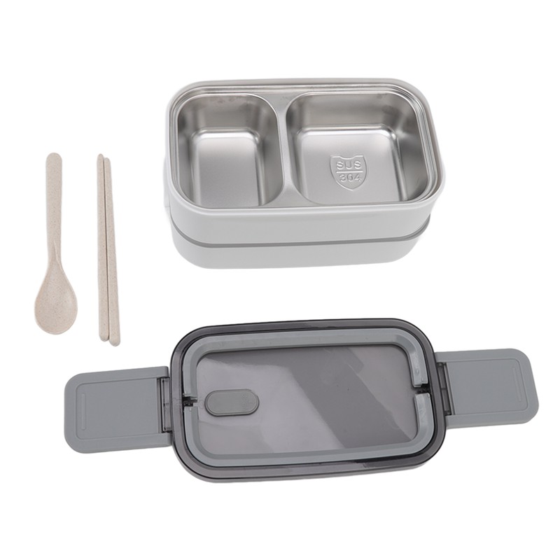 Bento Box 304 Stainless Steel Microwaveable with Chopsticks and Spoon