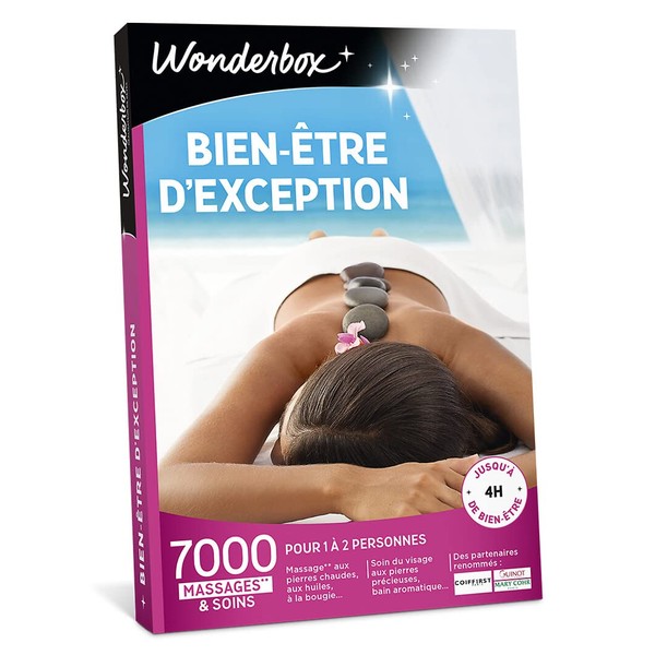 Wonderbox – Coffret cadeau - BIEN ETRE D'EXCEPTION – 7000 soins dont rituel polynésien au monoï, massage à la bougie, soins du visage, bain aromatique pour 1 à deux personnes