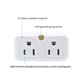 SYCON Adapter Outlet Extender, 2-Prong Mini Wall Plug, Multi Outlet Splitter with 4 Outlets