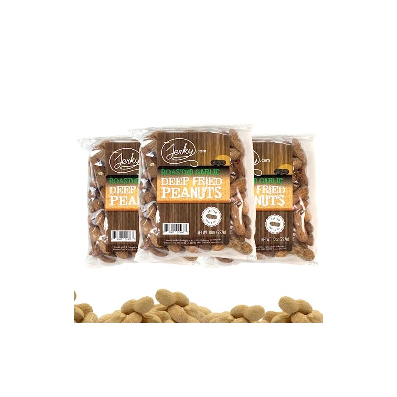 Jerky.com Deep Fried Peanuts in Shell Garlic Flavor 3 Pack