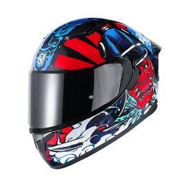 HAX Obsidian Full Face Dual Visor Adult Motorcycle Helmet for Motorbike Street Bike with Pinlock Ready DOT Approved Samurai Red XL
